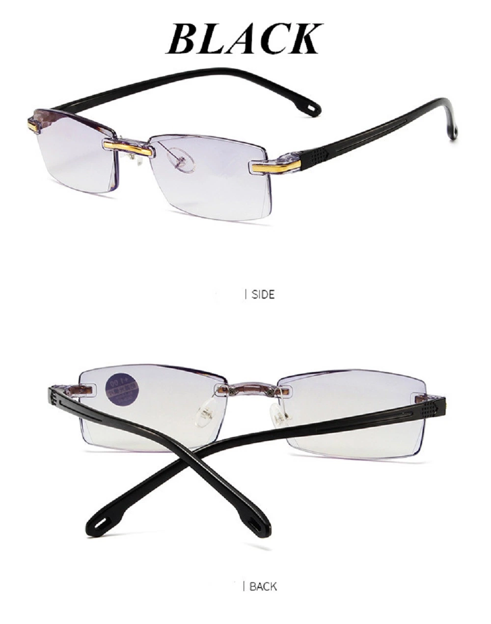 Anti Blue Light Blocking Rimless Readingglasses Women Men Square Presbyopic Glasses Diopters +1.0 1.5 2 2.5 3.0 3.5 4