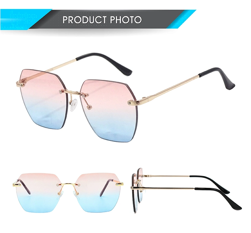 Pilot Optics 2023 Wholesale Big Size Rimless Metal Cheap Sunglasses