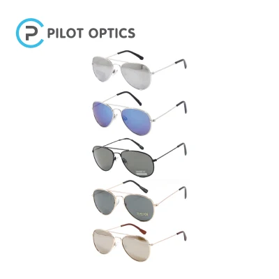 Pilot Optics Metal Vintage Cool Boy Logotipo personalizado UV400 Gafas de sol para niños