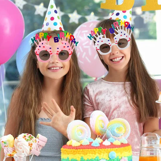 Dulce crema pastel de cumpleaños gafas Festival gafas de sol Feliz cumpleaños fiesta regalo promocional juguetes novedosos gafas de sol para niños