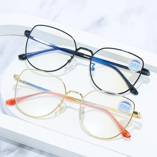 Marco de gafas de gafas ópticas de metal de alta calidad de moda Nueva moda Gafas ópticas de acetato de forma redonda Marco de gafas de computadora de luz azul de acetato para niños